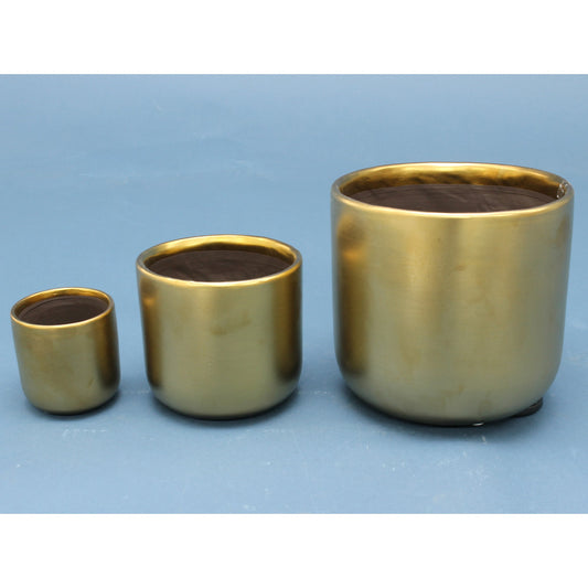 Matte Gold Round Ceramic Vase 4.75"