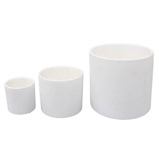White Terracotta Cyldr Pot 7"