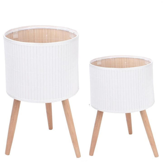 White Bamboo Plant Stand 10"